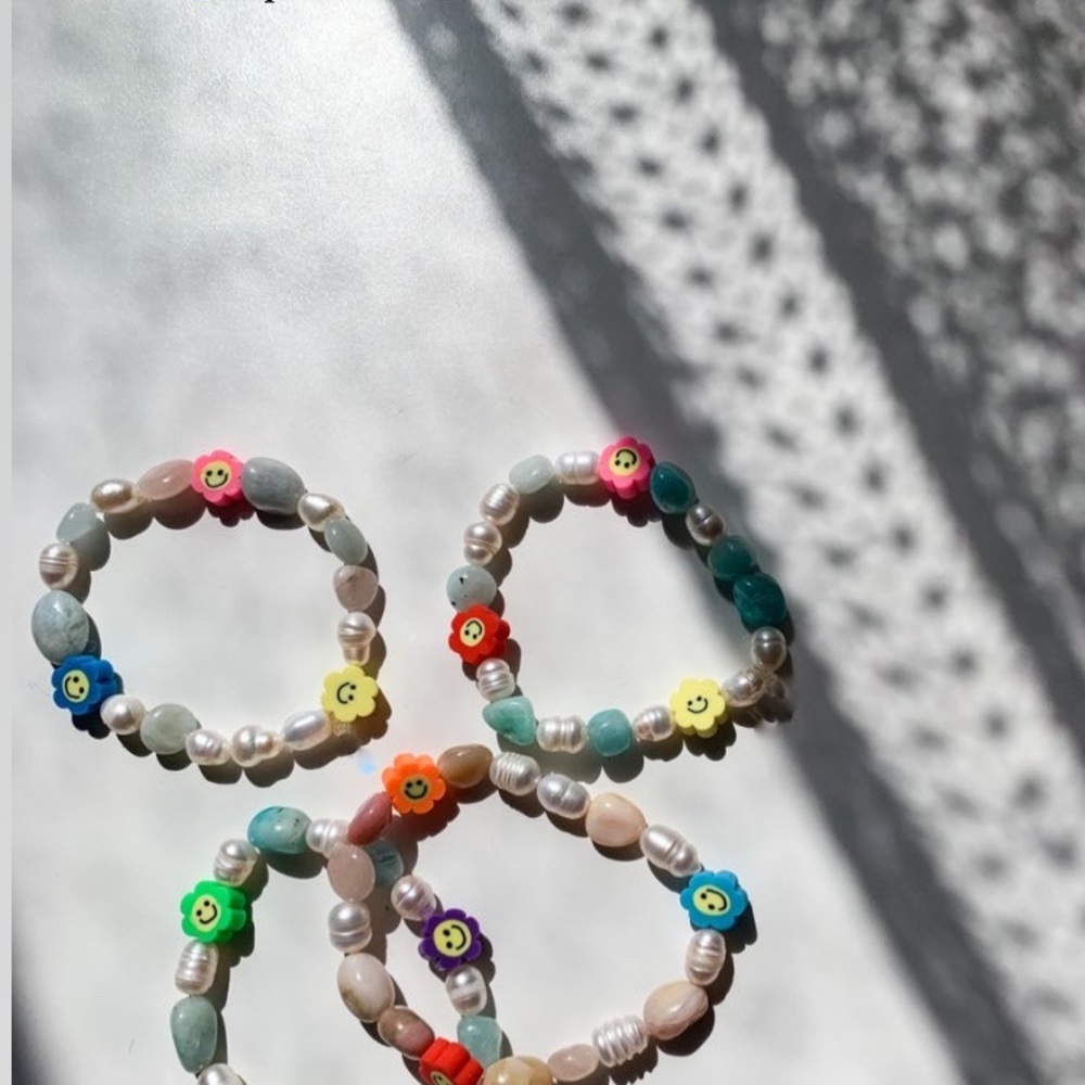 Handmade Pearl and Smiley Daisy Bracelets